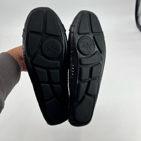 Michael KORS FULTON CLASSIC MK silver LOGO LASERED BLACK MOCCASINS size 8.5 - Picture 6 of 6